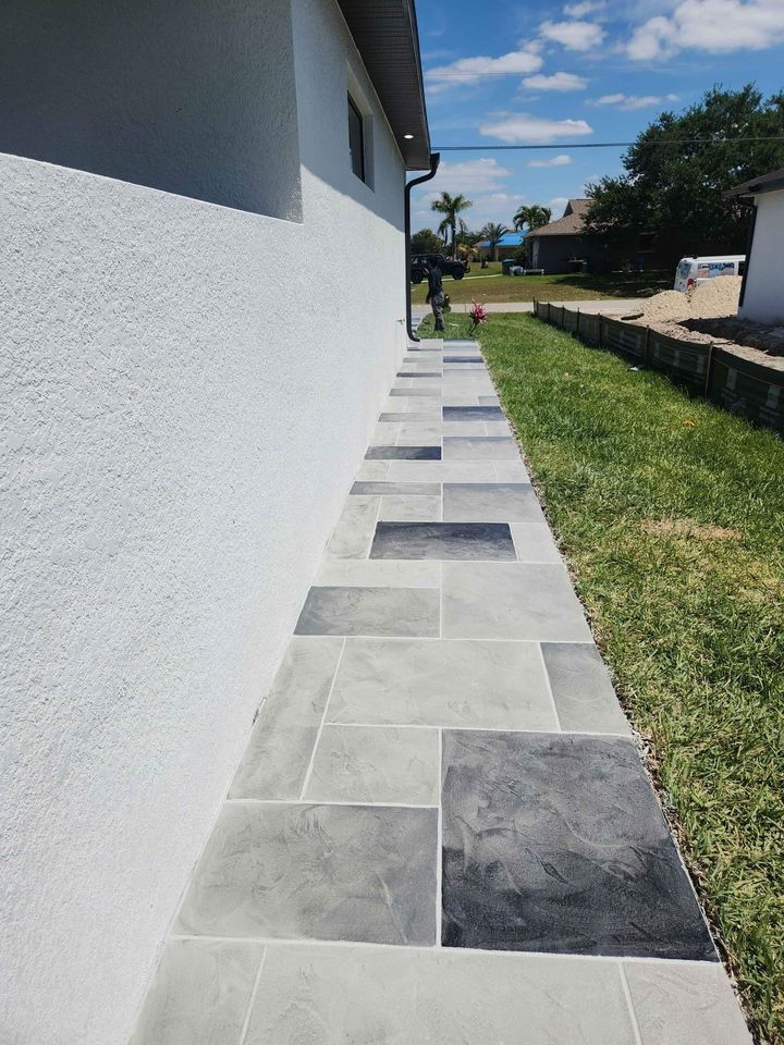 Local contractor using bullnose flooring trowel to level the surface